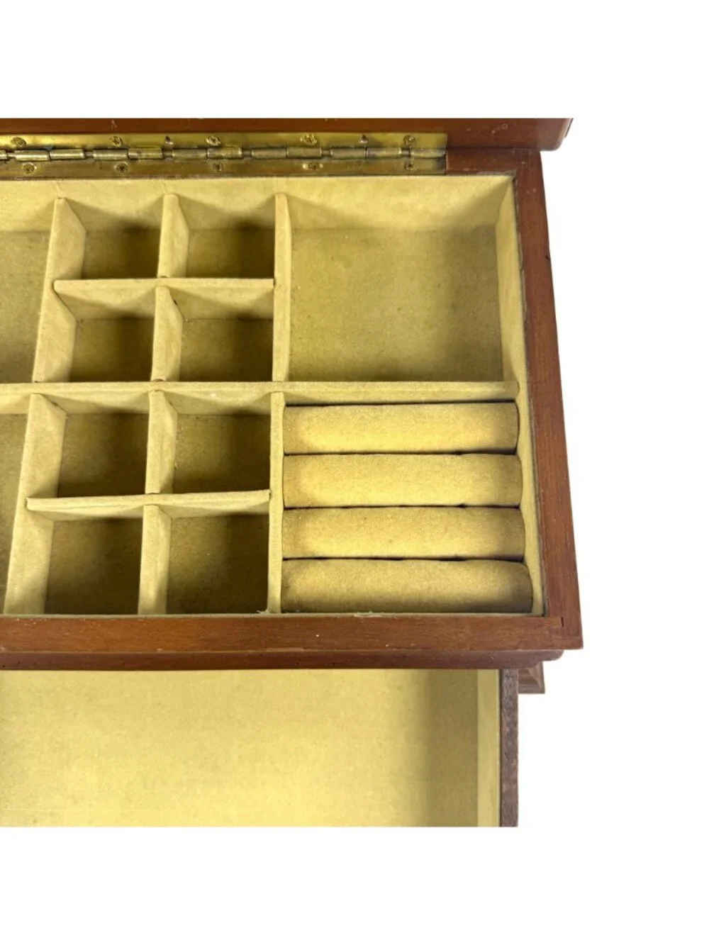 Vintage Montgomery Wards Wondercrafts Green Marble Top Wood Jewelry Box Drawer